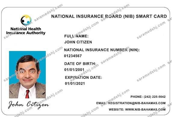 Bahamas NIB health insurance card